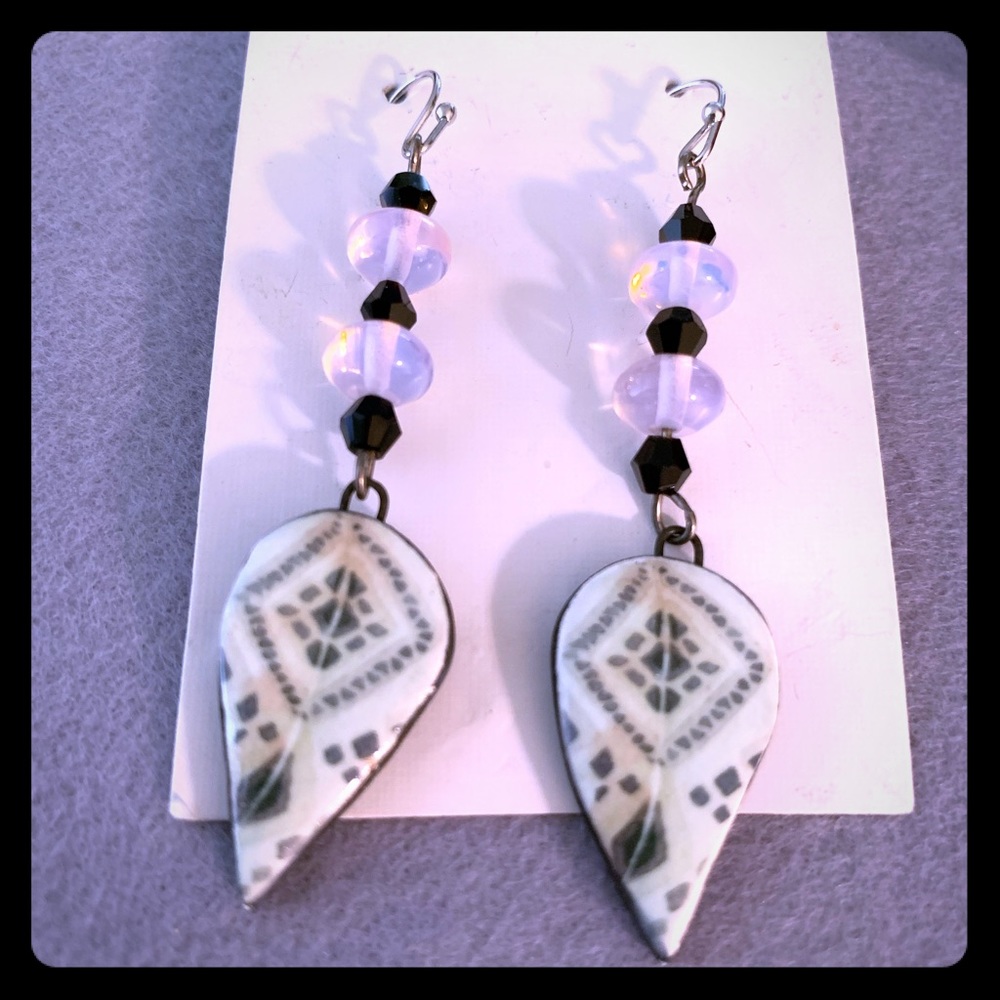 Pink and Smokey grey earrings